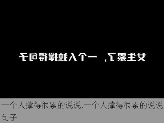 一个人撑得很累的说说,一个人撑得很累的说说句子-第3张图片-星梦范文网