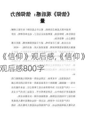 《信仰》观后感,《信仰》观后感800字