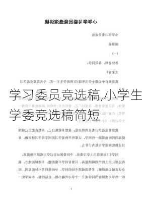 学习委员竞选稿,小学生学委竞选稿简短