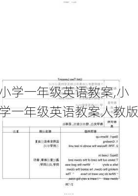 小学一年级英语教案,小学一年级英语教案人教版