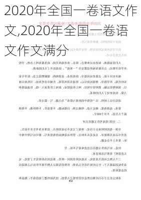 2020年全国一卷语文作文,2020年全国一卷语文作文满分