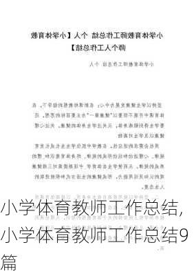 小学体育教师工作总结,小学体育教师工作总结9篇