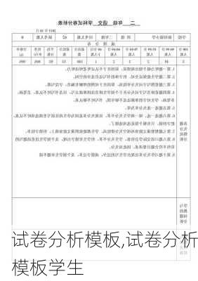 试卷分析模板,试卷分析模板学生