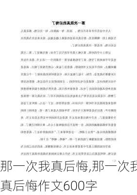 那一次我真后悔,那一次我真后悔作文600字