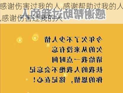 感谢伤害过我的人,感谢帮助过我的人,感谢伤害过我的人