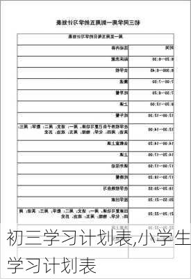 初三学习计划表,小学生学习计划表-第2张图片-星梦范文网