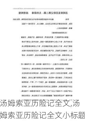 汤姆索亚历险记全文,汤姆索亚历险记全文小标题