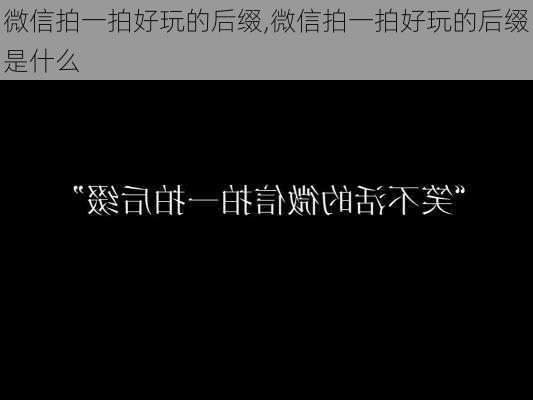 微信拍一拍好玩的后缀,微信拍一拍好玩的后缀是什么-第2张图片-星梦范文网