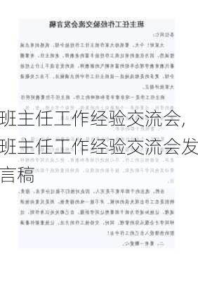 班主任工作经验交流会,班主任工作经验交流会发言稿-第1张图片-星梦范文网