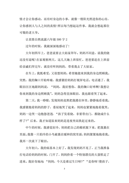 让真情自然流露作文500字六年级,让真情自然流露作文500字六年级欣喜若狂-第3张图片-星梦范文网