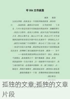 孤独的文章,孤独的文章片段-第1张图片-星梦范文网