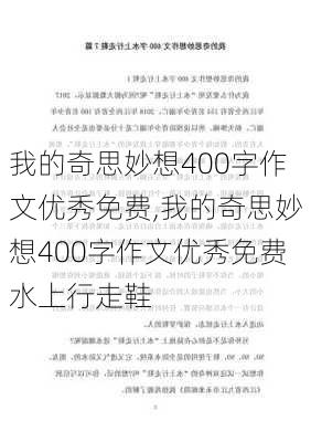 我的奇思妙想400字作文优秀免费,我的奇思妙想400字作文优秀免费水上行走鞋-第1张图片-星梦范文网