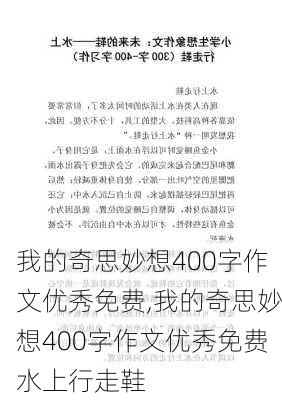 我的奇思妙想400字作文优秀免费,我的奇思妙想400字作文优秀免费水上行走鞋-第2张图片-星梦范文网