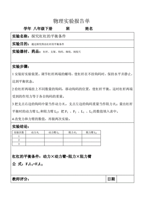 初中物理实验报告,初中物理实验报告怎么写-第1张图片-星梦范文网