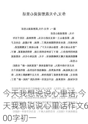 今天我想说说心里话,今天我想说说心里话作文600字初一-第1张图片-星梦范文网