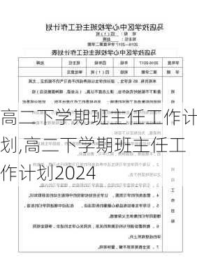 高二下学期班主任工作计划,高二下学期班主任工作计划2024-第2张图片-星梦范文网