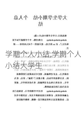 学期个人小结,学期个人小结大学生