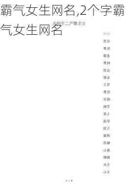 霸气女生网名,2个字霸气女生网名-第1张图片-星梦范文网