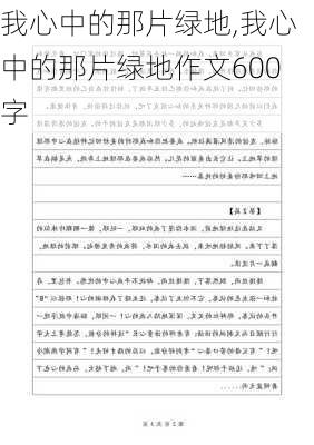 我心中的那片绿地,我心中的那片绿地作文600字