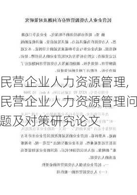 民营企业人力资源管理,民营企业人力资源管理问题及对策研究论文-第2张图片-星梦范文网