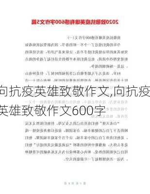 向抗疫英雄致敬作文,向抗疫英雄致敬作文600字