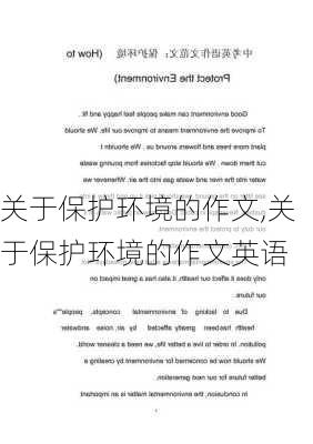 关于保护环境的作文,关于保护环境的作文英语-第3张图片-星梦范文网