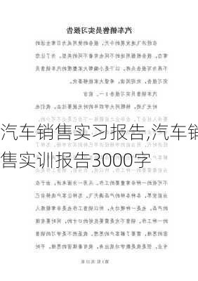 汽车销售实习报告,汽车销售实训报告3000字