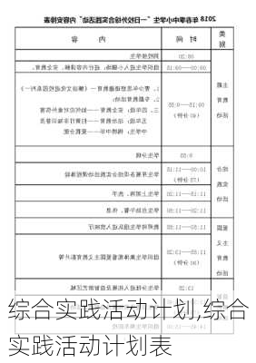 综合实践活动计划,综合实践活动计划表