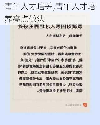 青年人才培养,青年人才培养亮点做法-第1张图片-星梦范文网