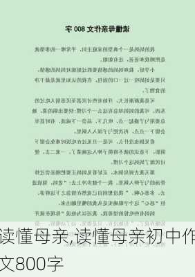 读懂母亲,读懂母亲初中作文800字