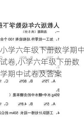 小学六年级下册数学期中试卷,小学六年级下册数学期中试卷及答案-第2张图片-星梦范文网