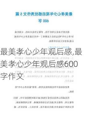 最美孝心少年观后感,最美孝心少年观后感600字作文