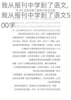 我从报刊中学到了语文,我从报刊中学到了语文500字-第1张图片-星梦范文网