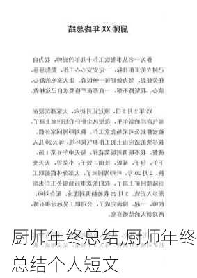 厨师年终总结,厨师年终总结个人短文-第2张图片-星梦范文网