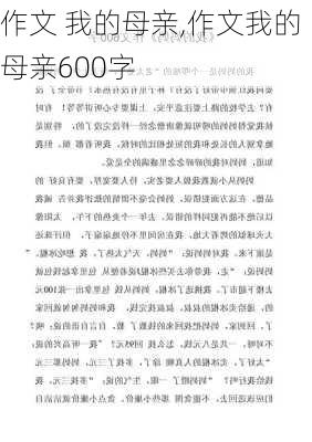 作文 我的母亲,作文我的母亲600字