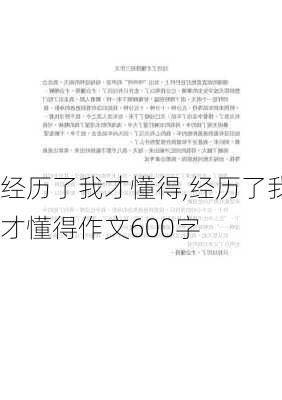 经历了我才懂得,经历了我才懂得作文600字