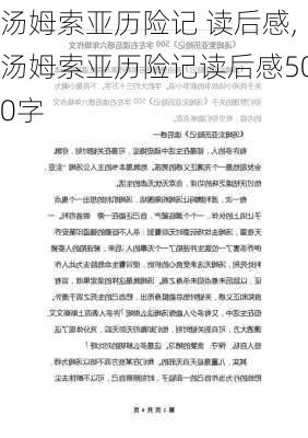 汤姆索亚历险记 读后感,汤姆索亚历险记读后感500字