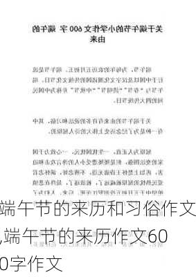 端午节的来历和习俗作文,端午节的来历作文600字作文