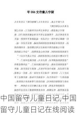 中国留守儿童日记,中国留守儿童日记在线阅读-第3张图片-星梦范文网