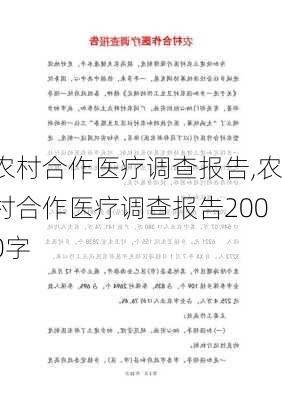 农村合作医疗调查报告,农村合作医疗调查报告2000字-第3张图片-星梦范文网