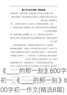 《____的那一刻》600字初一,《____的那一刻》600字初一作文(精选8篇)-第3张图片-星梦范文网