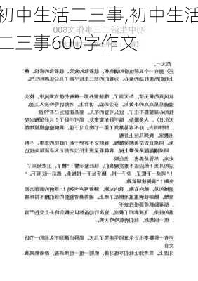 初中生活二三事,初中生活二三事600字作文