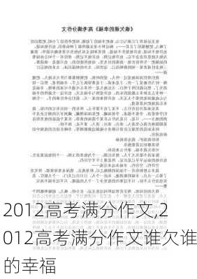 2012高考满分作文,2012高考满分作文谁欠谁的幸福-第2张图片-星梦范文网