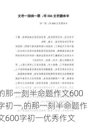 的那一刻半命题作文600字初一,的那一刻半命题作文600字初一优秀作文