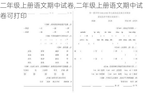 二年级上册语文期中试卷,二年级上册语文期中试卷可打印-第3张图片-星梦范文网