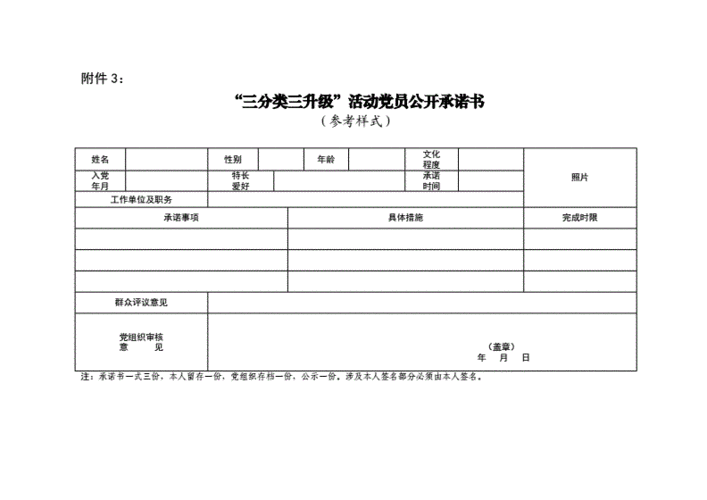 三分类三升级活动党员公开承诺书,党员三分类三升级承诺事项-第2张图片-星梦范文网