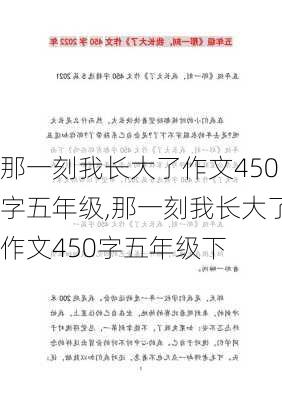 那一刻我长大了作文450字五年级,那一刻我长大了作文450字五年级下