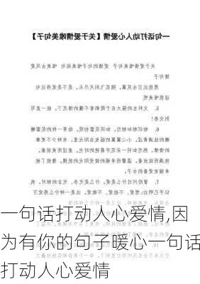 一句话打动人心爱情,因为有你的句子暖心一句话打动人心爱情-第3张图片-星梦范文网