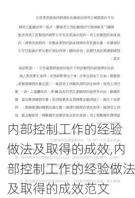 内部控制工作的经验 做法及取得的成效,内部控制工作的经验做法及取得的成效范文-第3张图片-星梦范文网