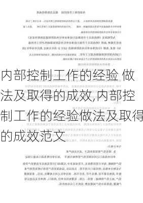 内部控制工作的经验 做法及取得的成效,内部控制工作的经验做法及取得的成效范文-第2张图片-星梦范文网